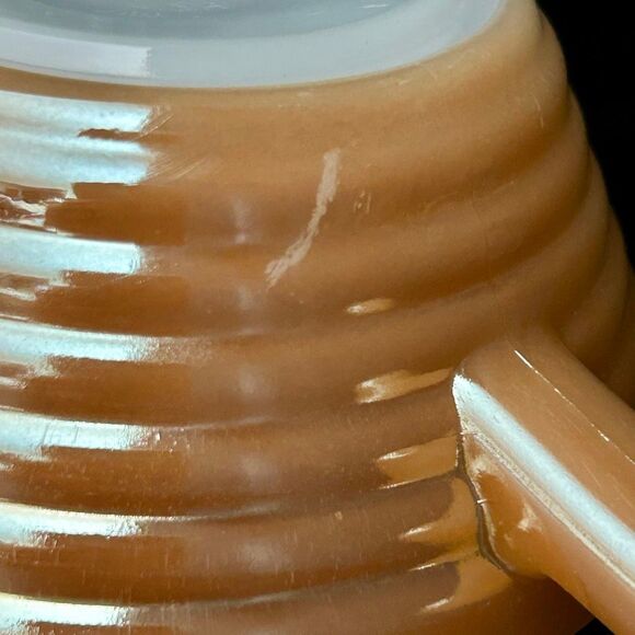 Fire King Peach Luster Beehive Soup Bowl With Handle - Picture 6 of 8